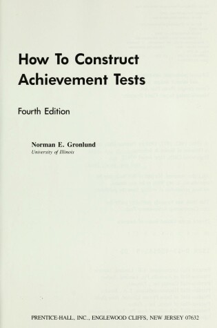 Cover of How to Construct Achievement Tests