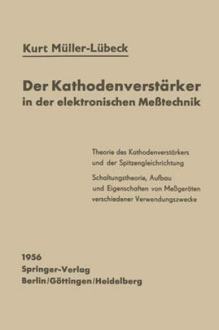 Cover of Der Kathodenverstarker in Der Elektronischen Messtechnik