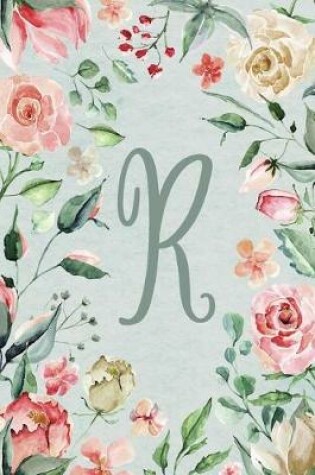 Cover of Notebook 6"x9" Lined, Letter/Initial R, Teal Pink Floral Design