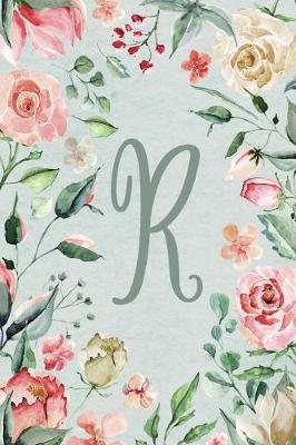 Book cover for Notebook 6"x9" Lined, Letter/Initial R, Teal Pink Floral Design