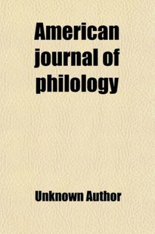 Cover of American Journal of Philology Volume 8