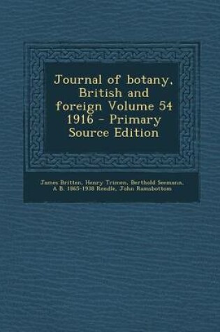 Cover of Journal of Botany, British and Foreign Volume 54 1916