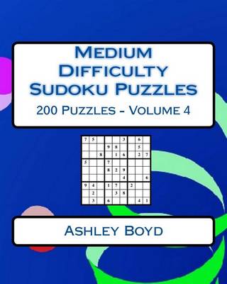Book cover for Medium Difficulty Sudoku Puzzles Volume 4
