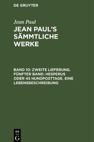 Cover of Jean Paul's Sammtliche Werke, Band 10, Zweite Lieferung. Funfter Band
