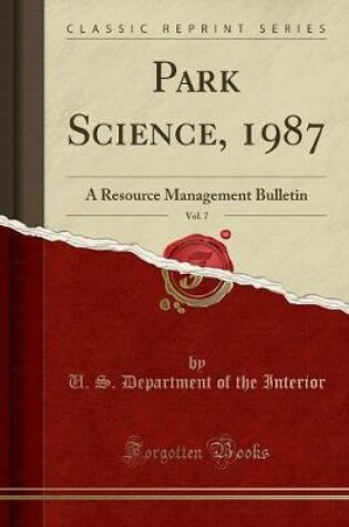 Cover of Park Science, 1987, Vol. 7