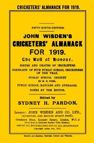 Cover of Wisden Cricketers' Almanack 1919