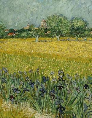 Book cover for Field with Irises Near Arles, Vincent Van Gogh. Ruled Journal