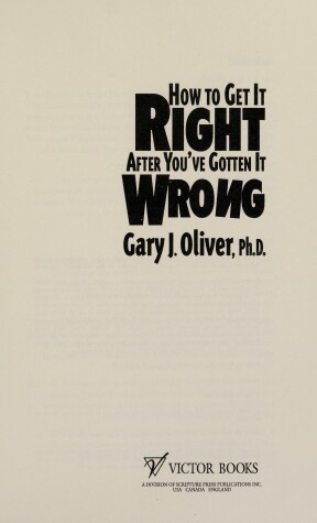 Book cover for How to Get It Right After You've Gotten It Wrong