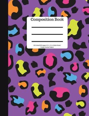 Book cover for Composition Book 100 Sheet/200 Pg 8.5 X 11 In.Wide Ruled Purple Animal Pattern