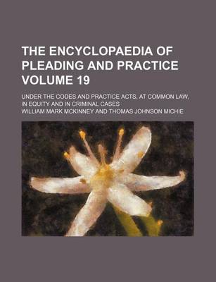 Book cover for The Encyclopaedia of Pleading and Practice Volume 19; Under the Codes and Practice Acts, at Common Law, in Equity and in Criminal Cases