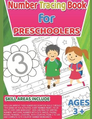 Cover of Number Tracing Book for Preschoolers and Kids Ages 3-5, Lots of Fun Number Tracing Practice!