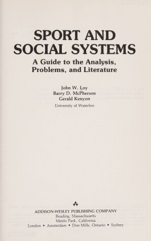 Book cover for Sport and Social Systems