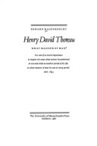 Cover of Henry David Thoreau