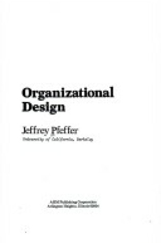 Cover of Organizational Design