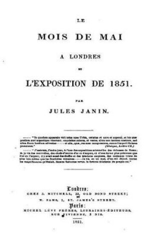 Cover of Le Mois de Mai a Londres et l'Exposition de 1851
