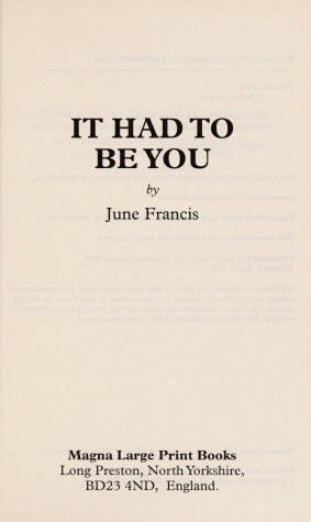 Book cover for It Had To Be You