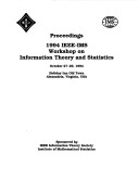 Cover of 1994 i e e e Workshop on Information Theory and Statistics