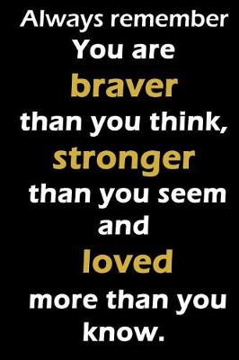 Book cover for Always remember You are braver than you think, stronger than you seem and loved more than you know.