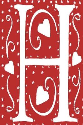 Book cover for Monogram Journal Letter H Hearts Love Red White