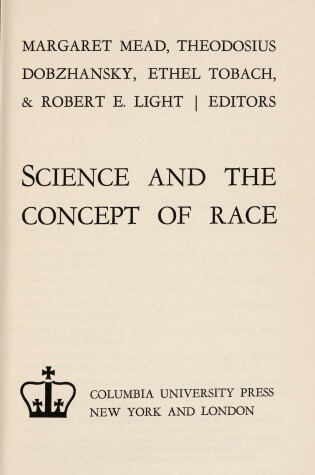 Cover of Science and the Concept of Race