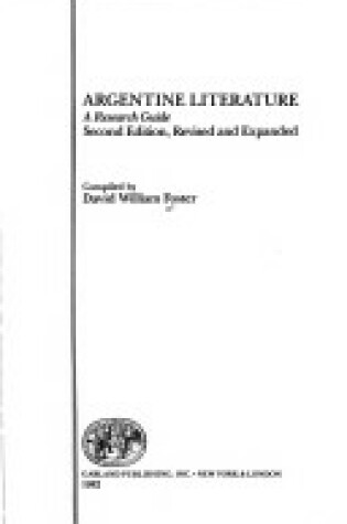 Cover of Argentine Literature Res