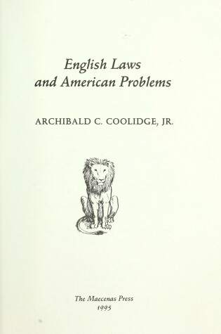 Cover of English Laws and American Problems