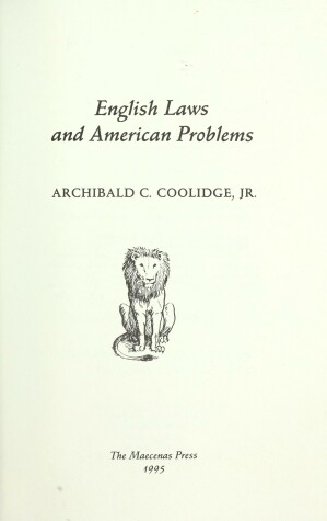 Book cover for English Laws and American Problems