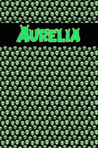 Cover of 120 Page Handwriting Practice Book with Green Alien Cover Aurelia