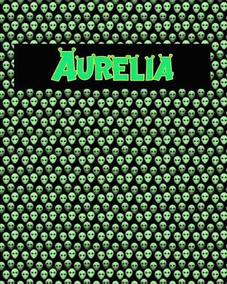 Book cover for 120 Page Handwriting Practice Book with Green Alien Cover Aurelia