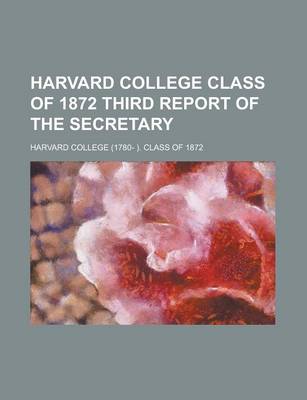 Book cover for Harvard College Class of 1872 Third Report of the Secretary