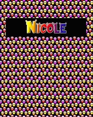 Book cover for 120 Page Handwriting Practice Book with Colorful Alien Cover Nicole