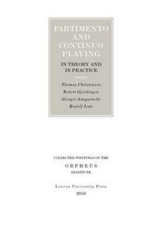 Cover of Partimento and Continuo Playing in Theory and in Practice