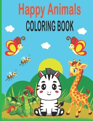 Book cover for Happy Animals Coloring Book