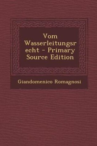 Cover of Vom Wasserleitungsrecht