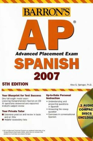 Cover of Barron's AP Spanish Advanced Placement Exam
