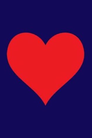 Cover of Blank Notebook - 100 Pages - Red Heart on Navy Blue