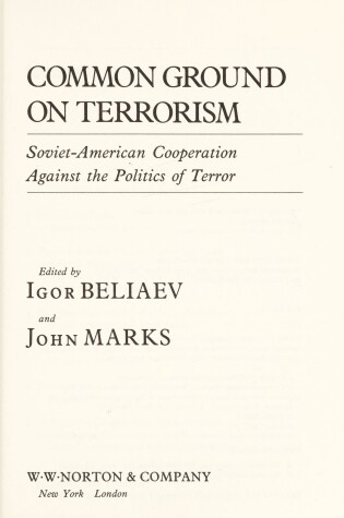 Cover of COMMON GROUND ON TERRORISM CL