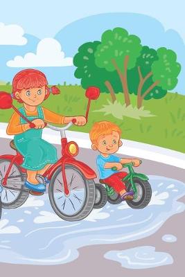 Book cover for Young Children Ride Bicycles in the Park - Blank Lined Notebook