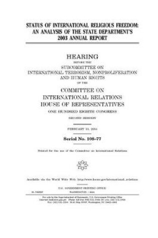 Cover of Status of international religious freedom