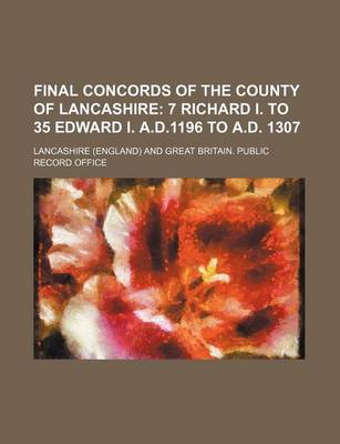 Book cover for Final Concords of the County of Lancashire