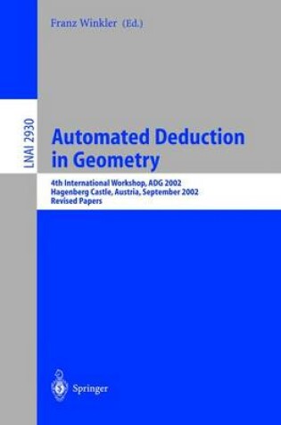 Cover of Automated Deduction in Geometry