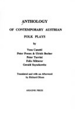 Cover of New Anthology of Contemporary Austrian Folk Plays