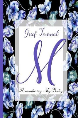 Book cover for Blue Watercolor Flowers, Monogram Letter M