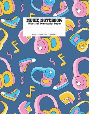 Book cover for Music Notebook Wide Staff Manuscript Paper