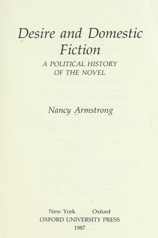 Cover of Desire and Domestic Fiction