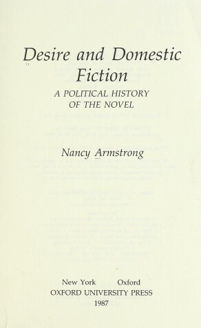 Book cover for Desire and Domestic Fiction