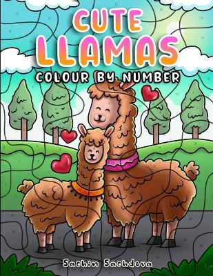 Book cover for Cute Llamas Colour By Number