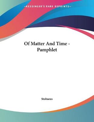 Book cover for Of Matter And Time - Pamphlet