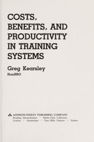 Cover of Costs, Benefits and Productivity in Training Systems