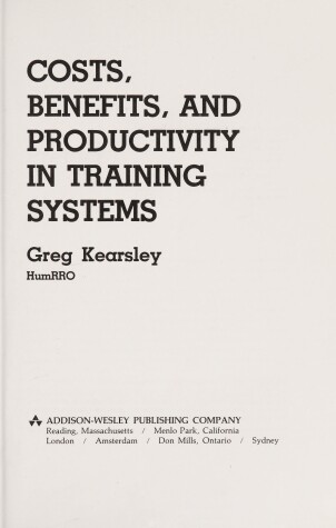 Book cover for Costs, Benefits and Productivity in Training Systems
